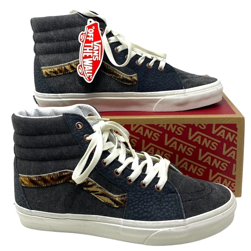 VANS Skate Sk8-Hi Shoe Gray Pony Suede Canvas Men Sneakers Casual High ALSU01657